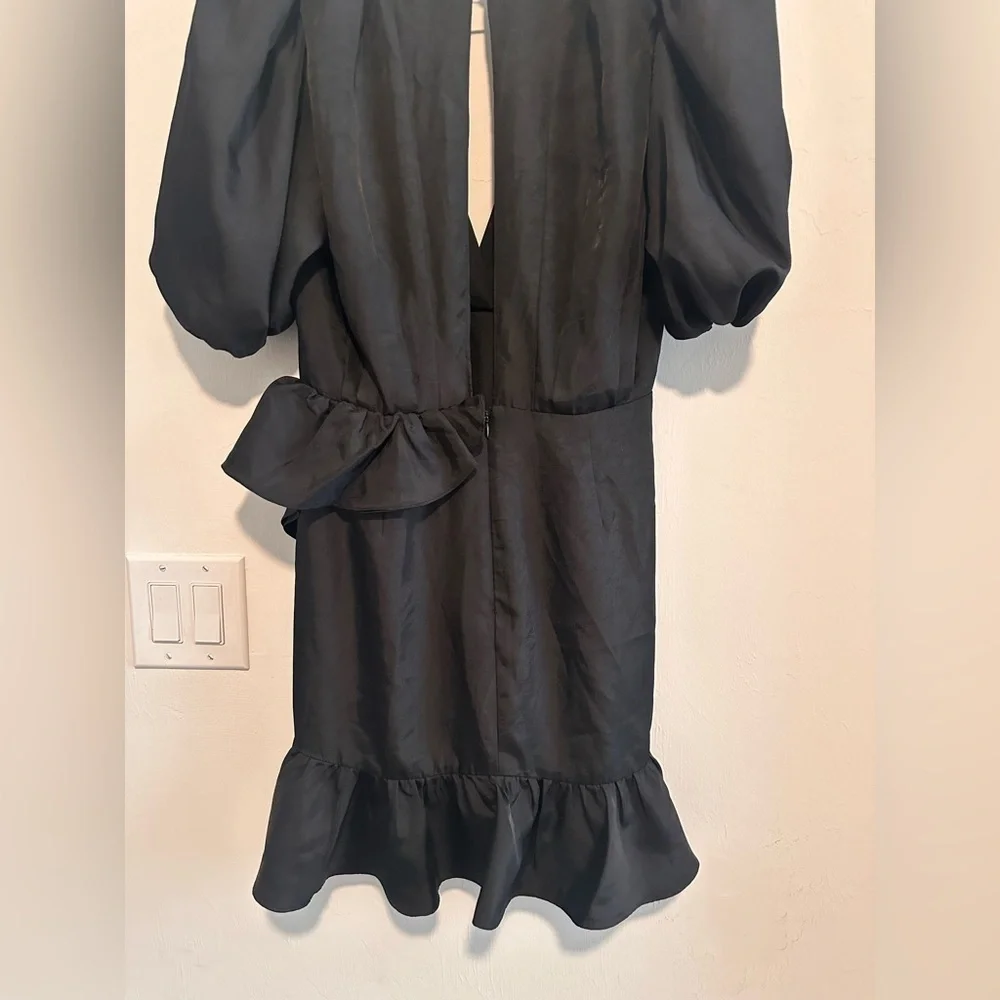 Ronny Kobo Mindy Puff Sleeve Mini Dress in Black